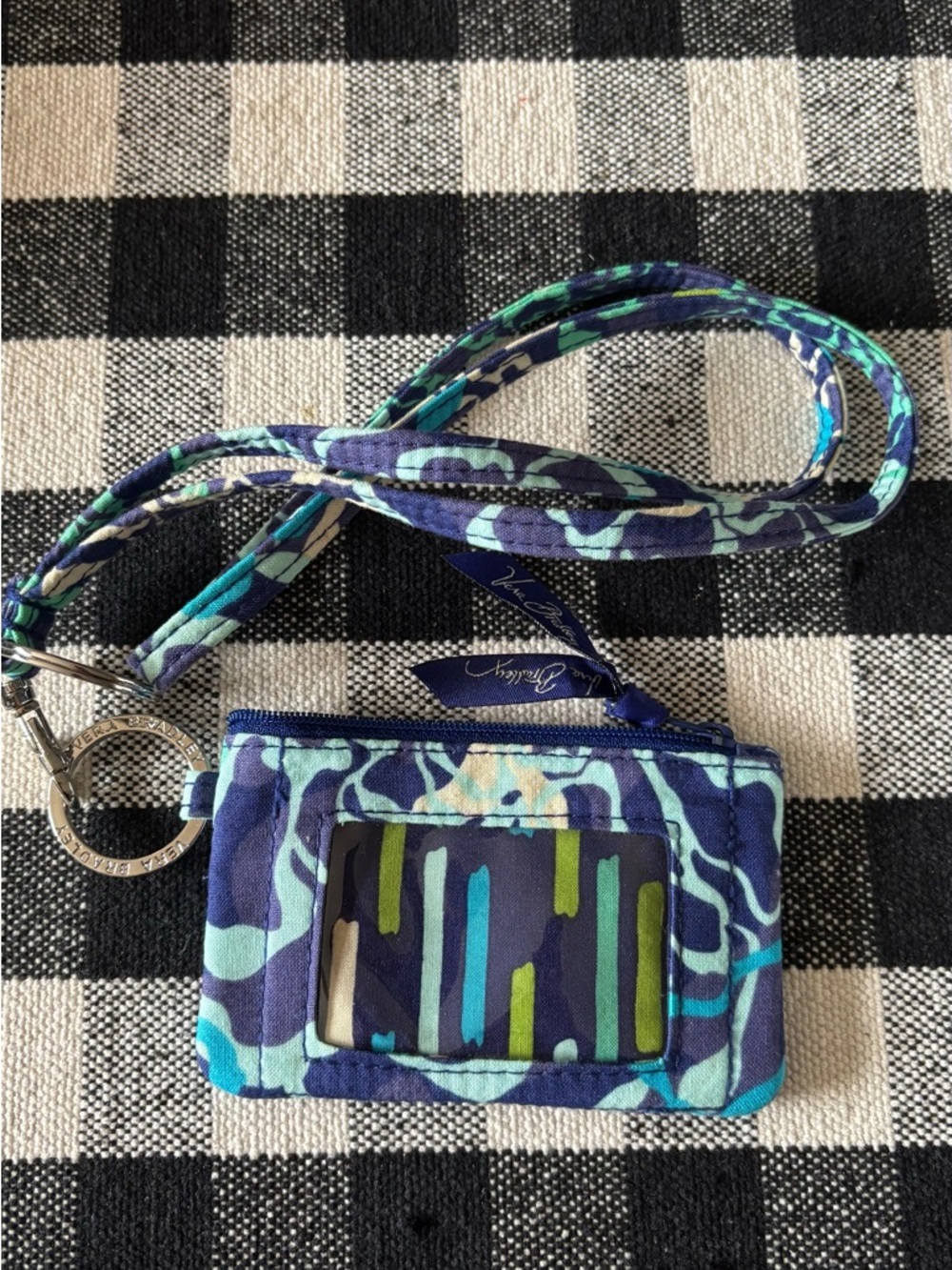 New Vera Bradley Zip ID Case and Lanyard in Katalina Blues
